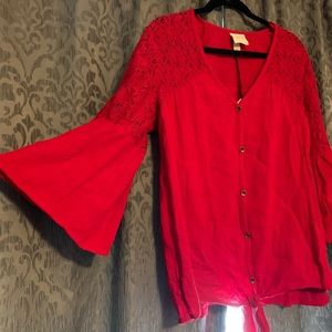 NWT! Knox Rose red button up blouse